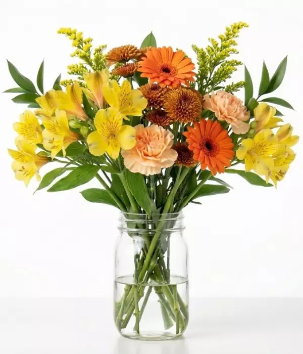 Golden Hour Bouquet in Mason Jar