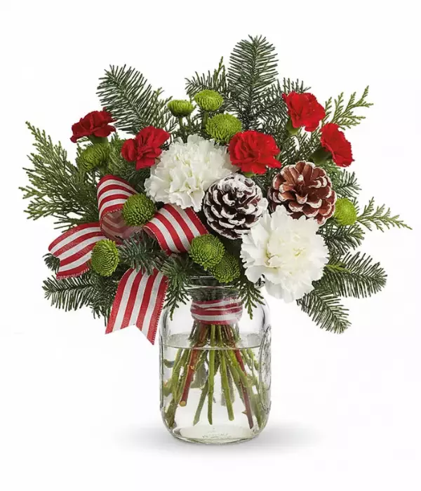 Jolly Holiday Bouquet in a Mason Jar