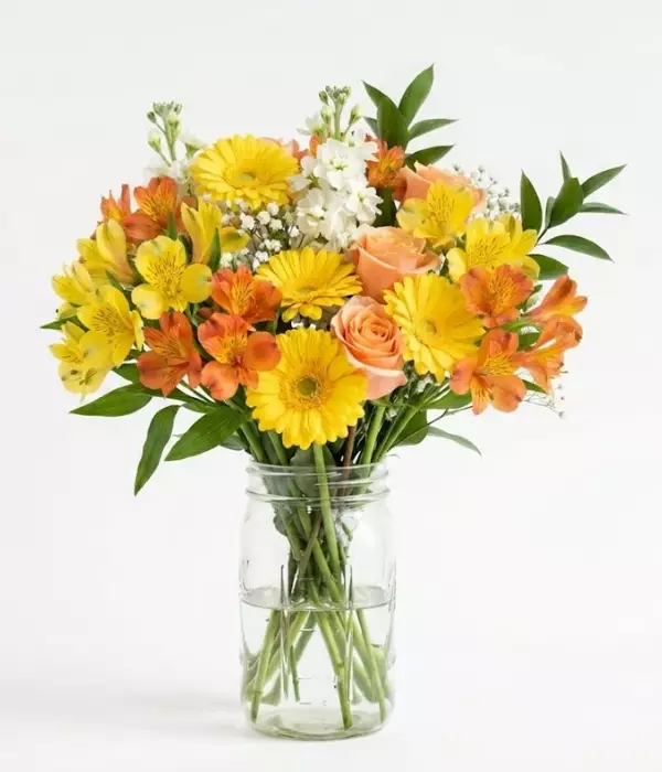 Walking on Sunshine Bouquet in Mason Jar