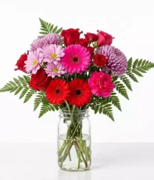 name: Cherry Bomb Bouquet in Mason Jar