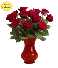 name: Dozen Red Roses with Vase