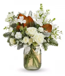 name: Frosted Rose in Mason Jar