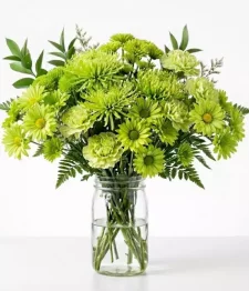 name: Green with Envy Bouquet in Mason Jar