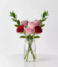 name: Half Dozen Assorted Roses in Mason Jar