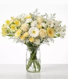 name: Mellow Yellow Bouquet in Mason Jar