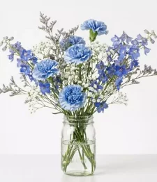 name: New Baby Boy Bouquet in Mason Jar