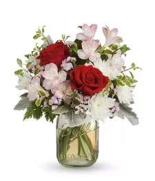 name: Snowy Rose in Mason Jar